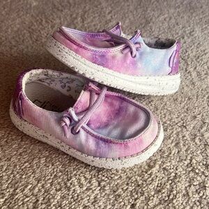 Toddler girls Hey Dude shoe purple sparkles